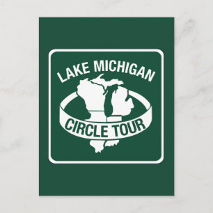 Postal Tour Círculo del Lago Michigan, Rótulo, Wisconsin,