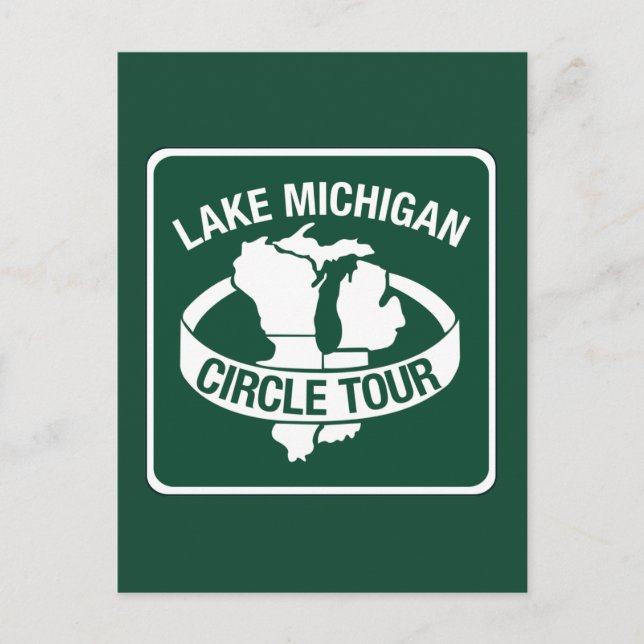 Postal Tour Círculo del Lago Michigan, Rótulo, Wisconsin, (Anverso)