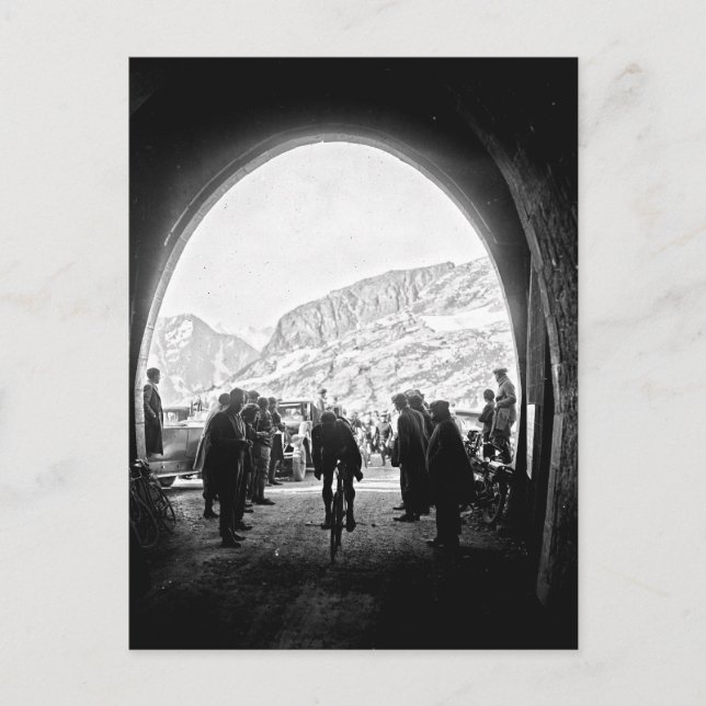 Postal Tour de Francia 1928 Fase 14 Túnel de Galibier (Anverso)