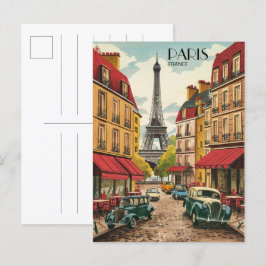 Postal Tour de París - Effiel: regalo vintage de calles a