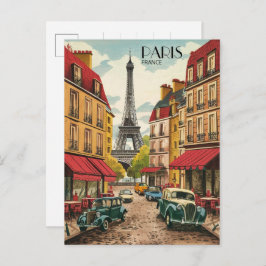 Postal Tour de París - Effiel: regalo vintage de calles a