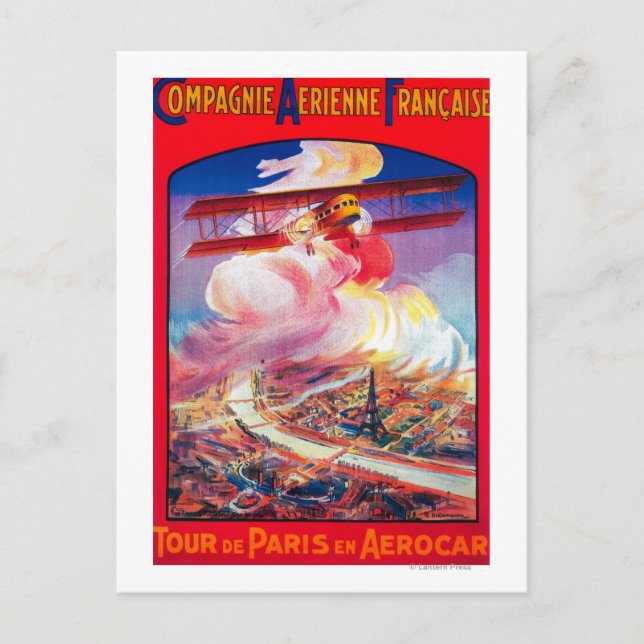 Postal Tour de París, Francia en Aerocar PosterEurope (Anverso)