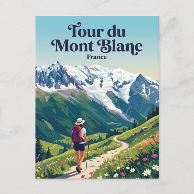 Postal Tour du Mont Blanc Francia (Anverso)