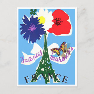 Postal Tour Eiffel Francia Viaje vintage