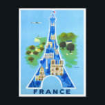 Postal Tour Eiffel Francia Viaje vintage<br><div class="desc">Tour Eiffel Francia Viaje vintage Postcard</div>