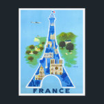 Postal Tour Eiffel Francia Viaje vintage<br><div class="desc">Tour Eiffel Francia Viaje vintage Postcard</div>