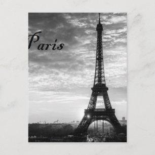 Postal Tour Eiffel París - Atardecer en blanco y negro (S