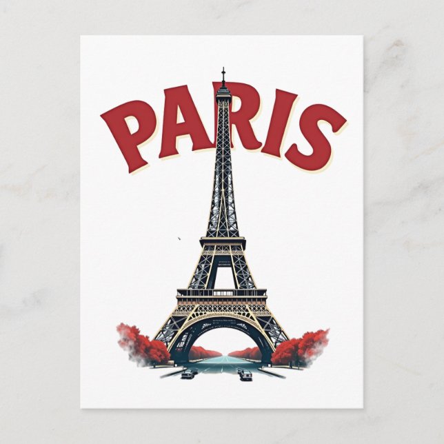 Postal Tour Eiffel, Paris, retro (Anverso)