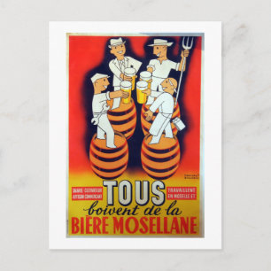 Postal Tous Boivent de la Bière Mosellane