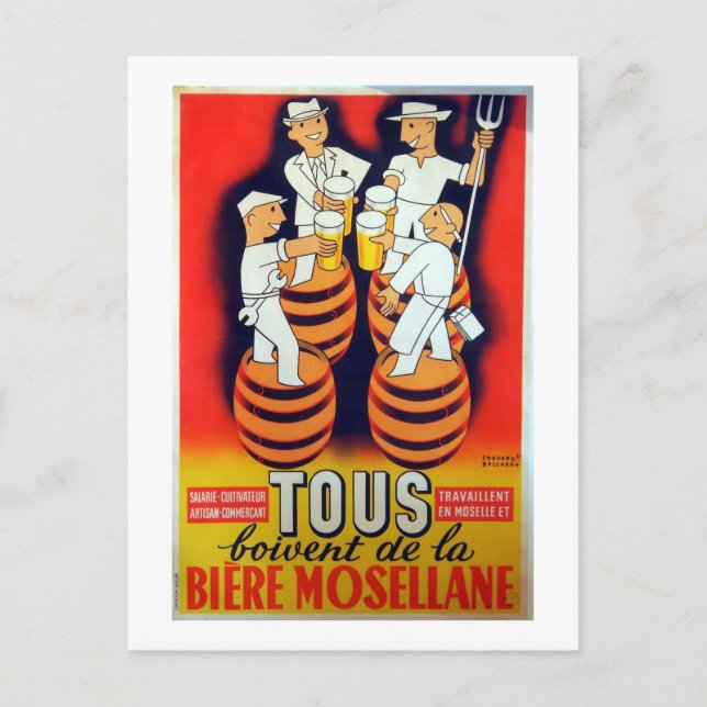 Postal Tous Boivent de la Bière Mosellane (Anverso)