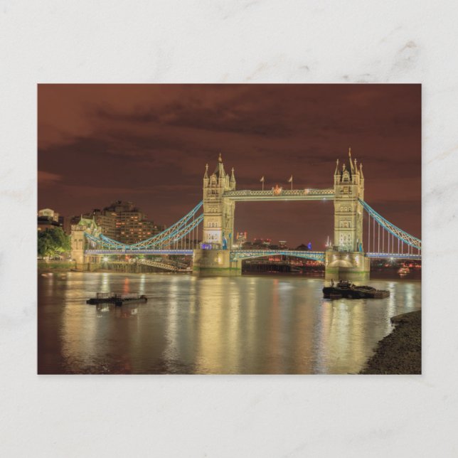 Postal Tower Bridge de noche, Londres (Anverso)