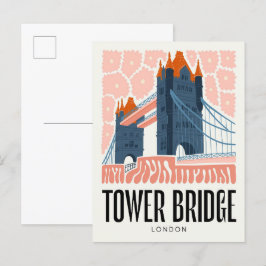 Postal Tower Bridge London abstracto viaje arte floral