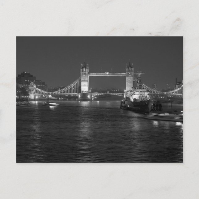 Postal Tower Bridge London, negro y blanco (Anverso)