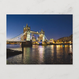 Postal Tower Bridge por la noche, London UK Postcard