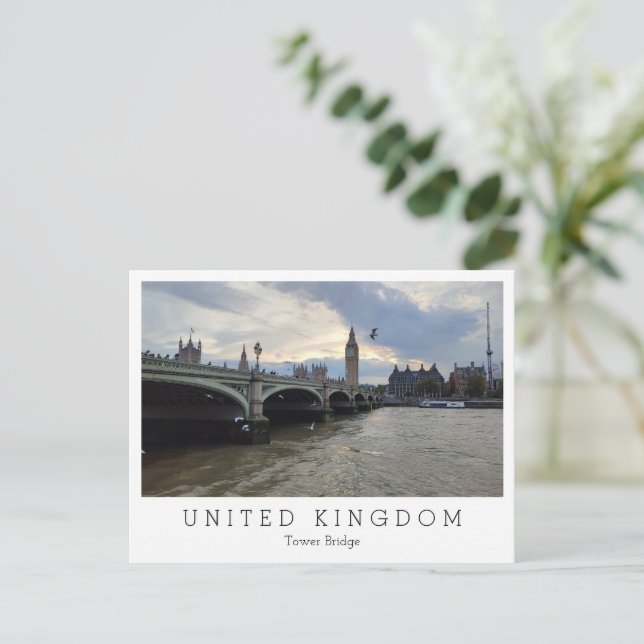 Postal Tower Bridge y Big Ben, tarde, Londres, Inglaterra (Anverso de pie)