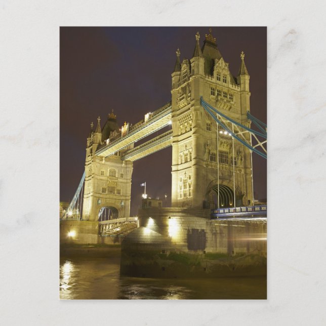 Postal Tower Bridge y río Támesis al anochecer, Londres, (Anverso)