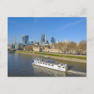 Postal Tower of London, River Thames UK Postcard