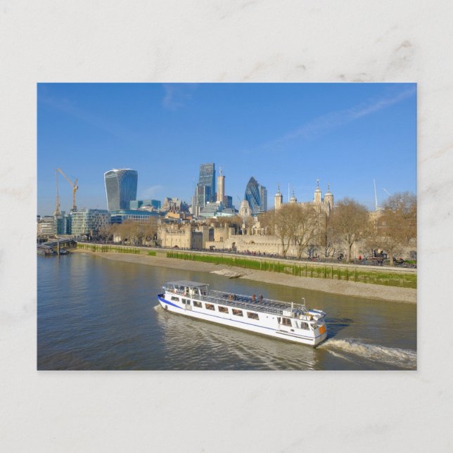 Postal Tower of London, River Thames UK Postcard (Anverso)