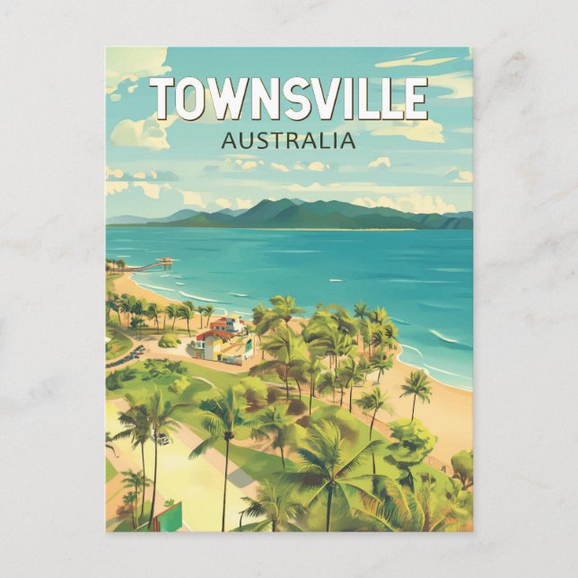 Postal Townsville Australia Viaje Arte Vintage (Anverso)