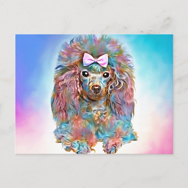 Postal Toy Poodle - Aceites pastel (Anverso)