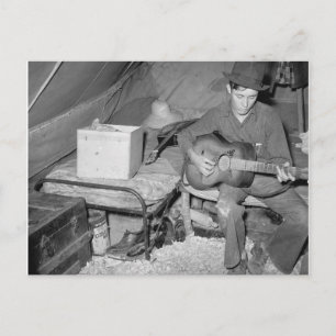 Postal Trabajador Agrícola Tocando la Guitarra, 1939