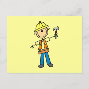 Postal Trabajador de la construcción con martillo