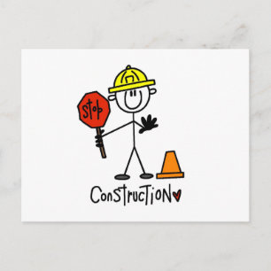 Postal Trabajador de la Construcción Figura de Palitos