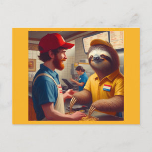 Postal Trabajador de Sloth Fast Food