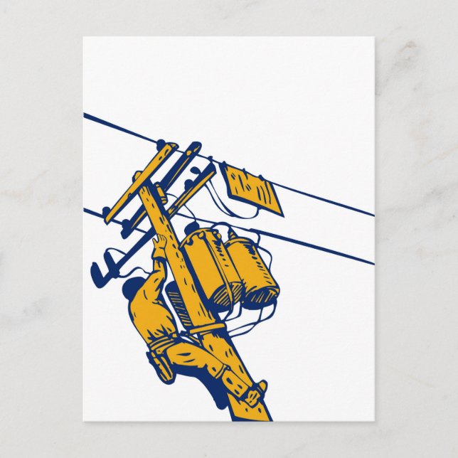 Postal Trabajador eléctrico de Power Lineman (Anverso)