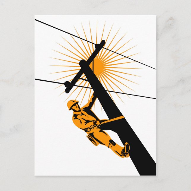 Postal Trabajador eléctrico de Power Lineman (Anverso)