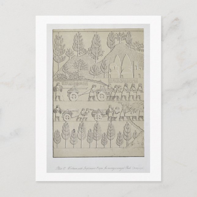 Postal Trabajadores con implementos y cuerdas para mover  (Anverso)