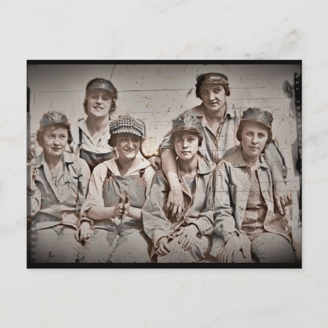 Postal Trabajadores de Astilleros en Grupo en Wharf (Anverso)