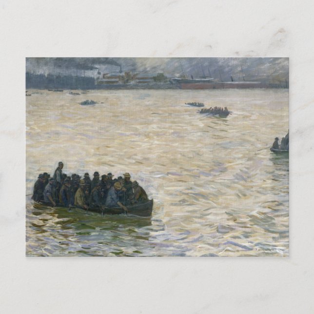 Postal Trabajadores de barcos que regresan a casa en el E (Anverso)