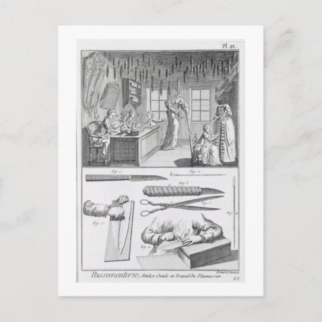 Postal Trabajadores de plumas y sus herramientas, de la E (Anverso)