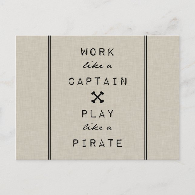 Postal Trabajar Como Un Capitán Jugar Como Un Pirata (Anverso)