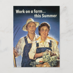 Postal Trabajar en una granja... Este verano