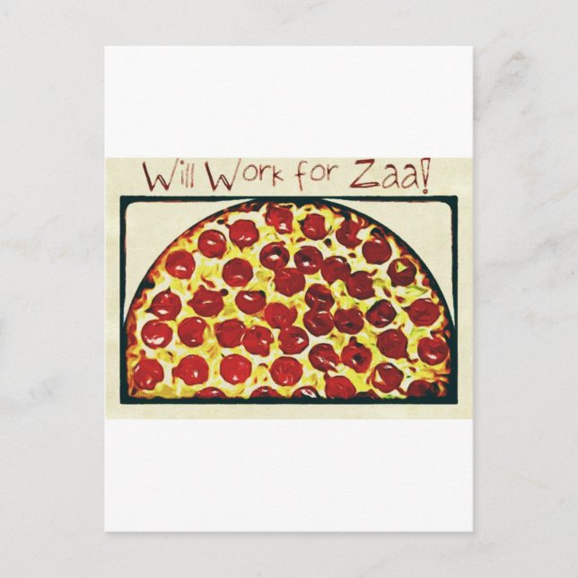 Postal Trabajará para pizza (Anverso)