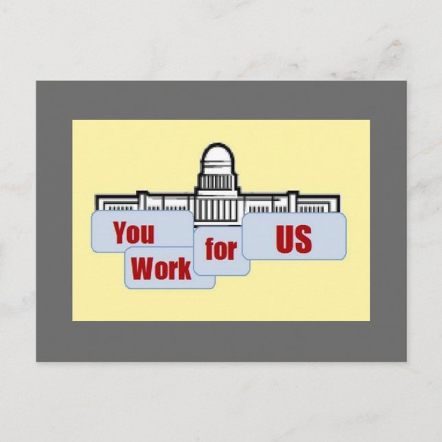 Postal Trabajas para nosotros (Anverso)