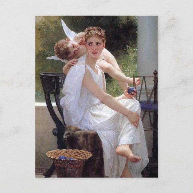 Postal ‘Trabajo interrumpido’ por Bouguereau (Anverso)