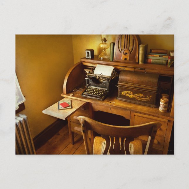 Postal Trabajo - Mecanógrafo - Una persona con muchos int (Anverso)