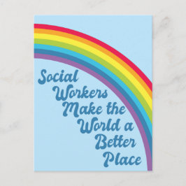Postal Trabajo social cita Inspiradora azul arcoiris
