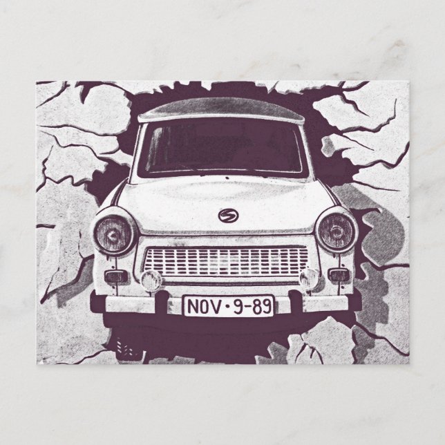 Postal Trabant Car , Black & White, Berlin Wall (1) (Anverso)