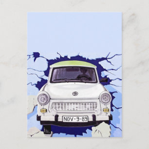 Postal Trabant Car , Pale Blue, Berlín Wall