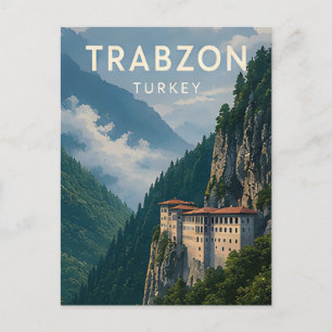 Postal 🌲 Trabzon Turquía Monasterio de Montaña Vistas al