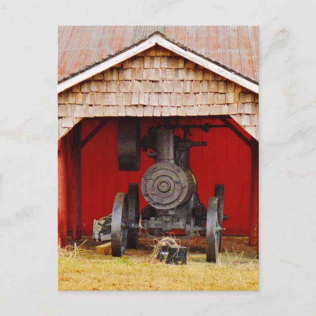 Postal Tracter antiguo con motor de vapor (Anverso)