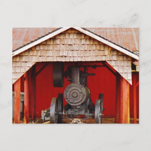 Postal Tracter antiguo con motor de vapor (Anverso)