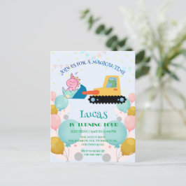 Postal Tractor de dinosaurio divertido Nombre de fiesta d