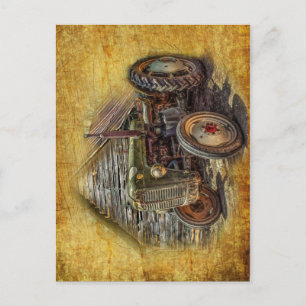 Postal Tractor de granjas de cosecha de vintage Old Barn 