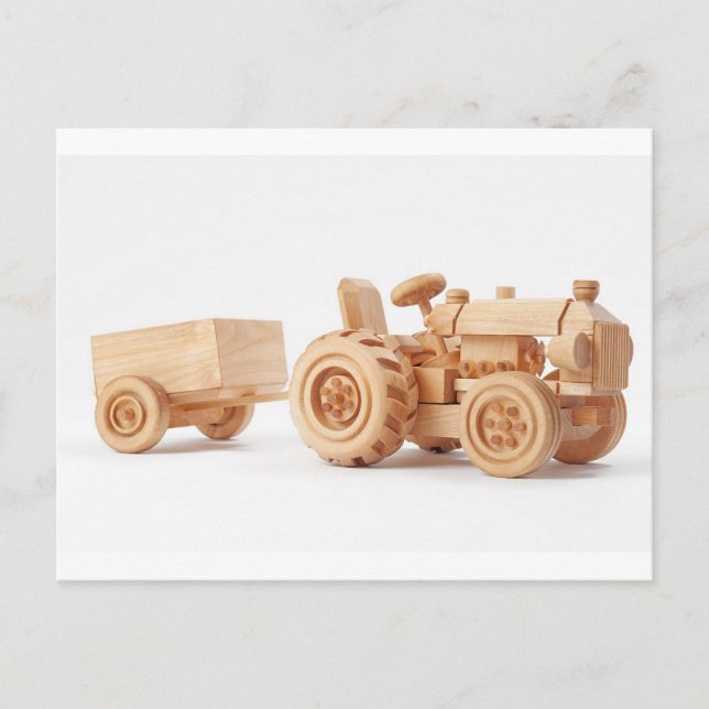 Postal Tractor de madera (Anverso)