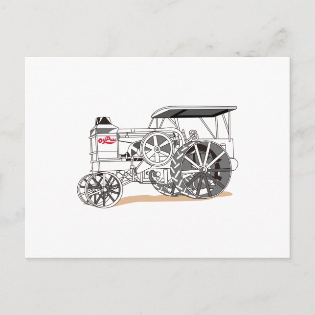 Postal Tractor de perforación antigua (Anverso)